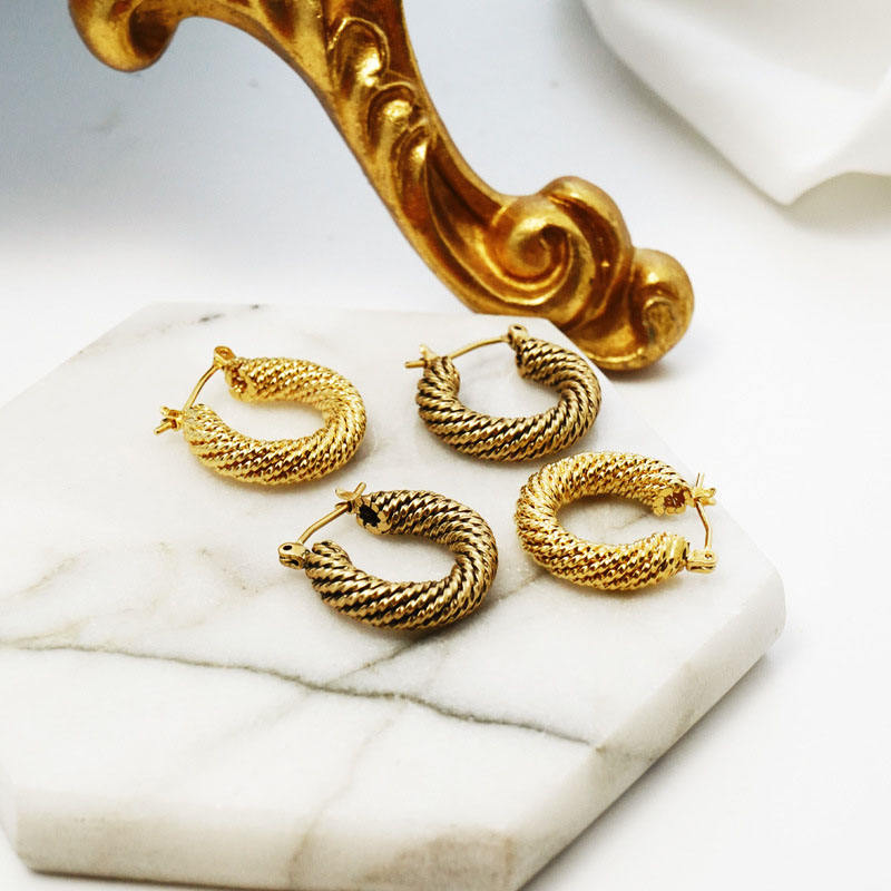 Vintage Twisted Rope Earrings Mini Hoop Earrings for Women-02