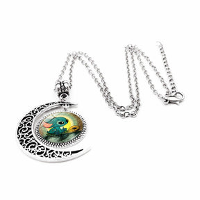 Moon Pendant Necklace Cartoon Stitch Chain-1