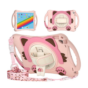 CatA iPad Silicone Case For iPad 10.2 Air10.5 Pro10.5 Built-in Handle Stand With a Strap-Pink