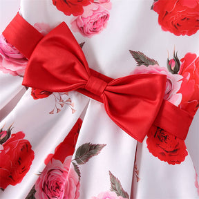 Girls Sleeveless Dresses Flower Girl Wedding Dress Elegant Floral Dress-Red