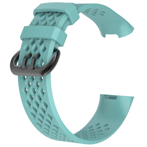 Watch Band for Fitbit Charge 3 Waterproof Band with Breathable Holes for Women Men-Tiffany Blue