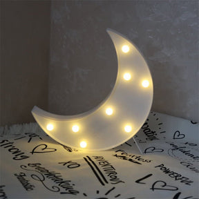 Moon Marquee Light LED Moon Sign Night Light Romantic Light Up Heart Sign Decoration -White