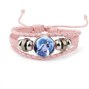 Adjustable Wolf Braided Leather Bracelet The Pretty Gifts for Women-Pink