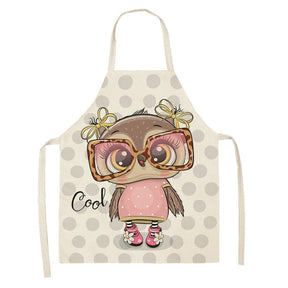 Cartoon Owl Bib Apron For Painting Housekeeping-A13