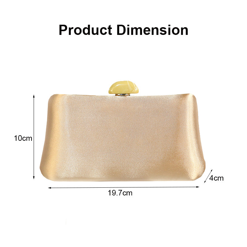 Womens Simple Solid Color Handbag Square Bag with Chain-Champagne
