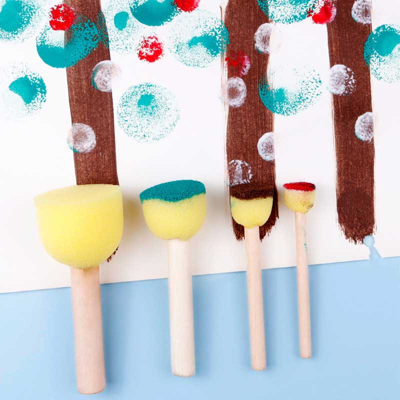 4 Pcs Kids DIY Round Sponge Brushes Graffiti Tool Set