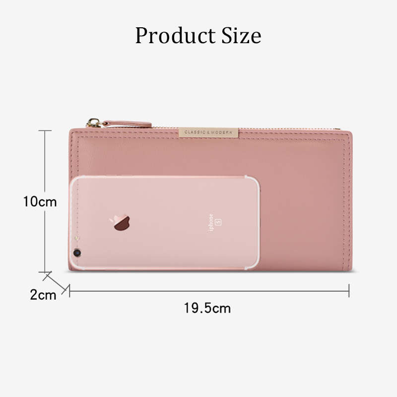 Womens Wallet Slim Bifold Multi Card Holder with Zipper Pocke-Pink