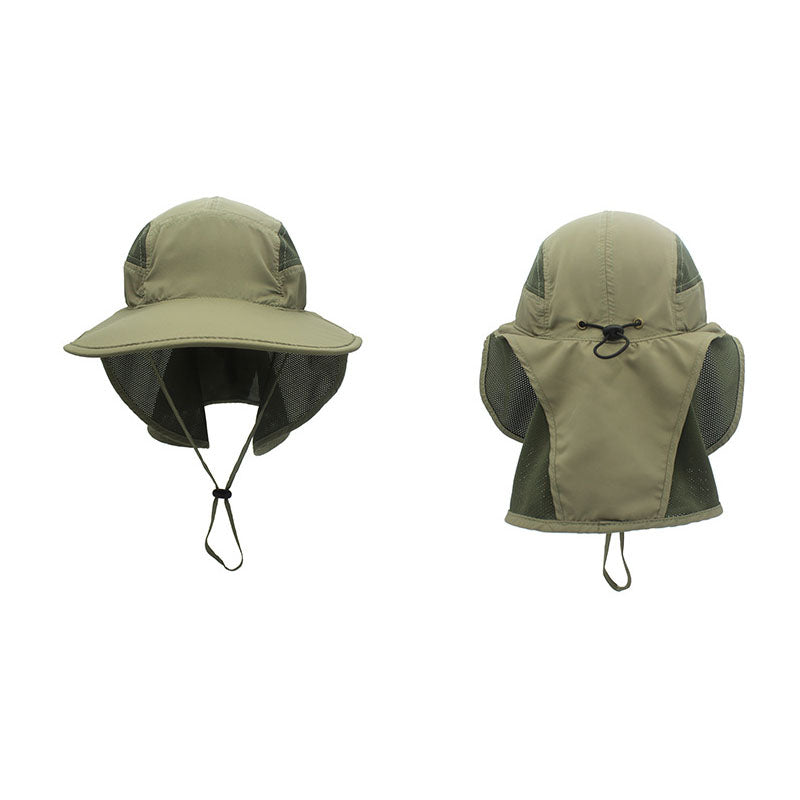 Unisex Outdoor Activities UV Protecting Sun Hats with Adjustable Neck Flap-ArmyGreen