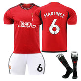 Red Devil Man Utd Home Jersey MARTINEZ #6 Soccer Jersey Kids Adult 3Pcs Jersey Kits