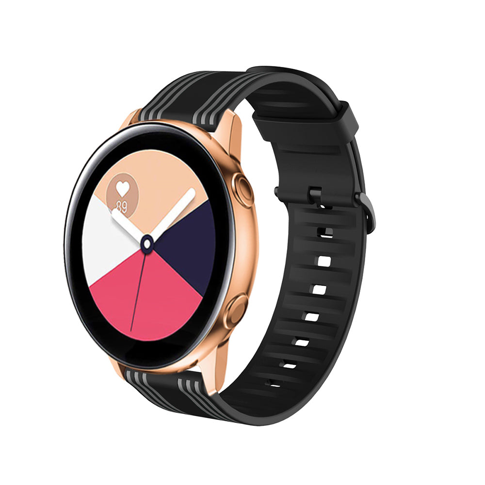 Silicone Band Striped Watch Band For Samsung Galaxy Watch 42/46mm Gear S3 Frontier/Classic(Black Gray)