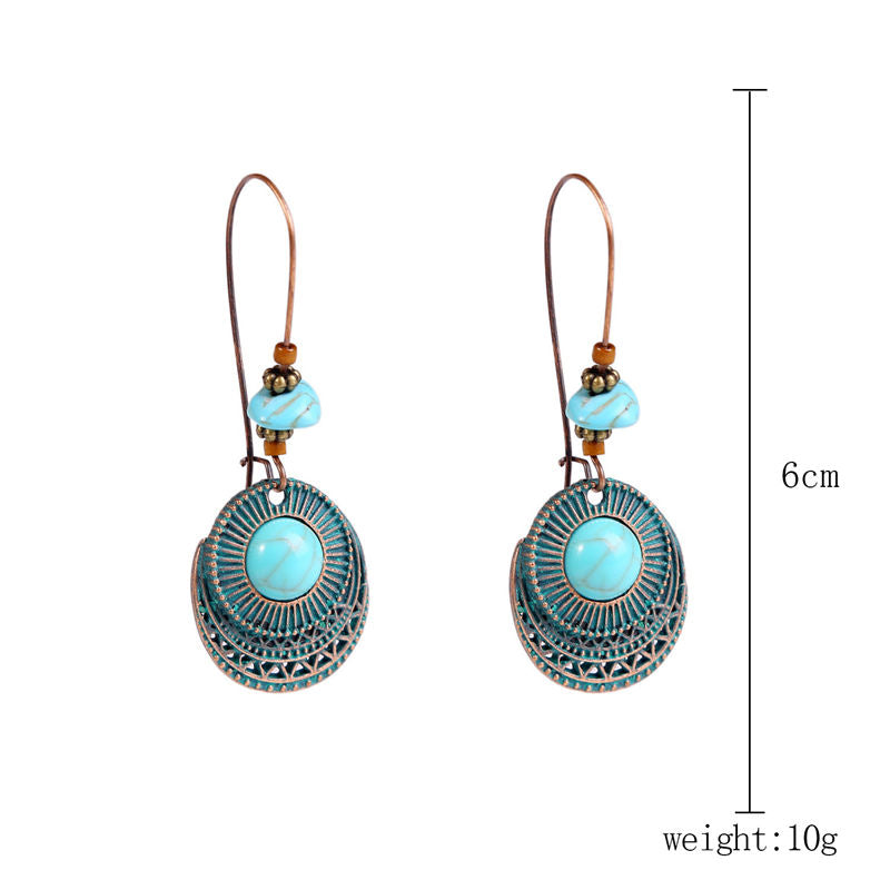 Turquoise Vintage Drop Dangle Earrings for Women-B