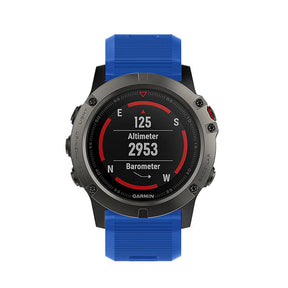 26mm Strap For Garmin Fenix 5X/5X Plus/3/3 HR/6X/6X Pro Watchband Quick Release Easy Fit Silicone Bands Silver Buckle-Royal Blue