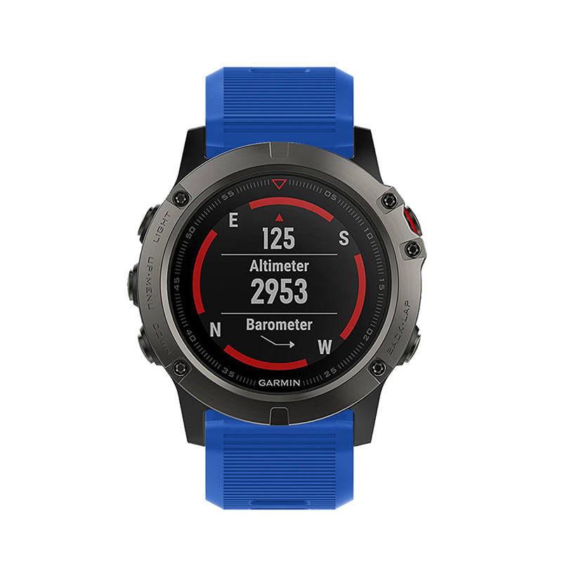 26mm Strap For Garmin Fenix 5X/5X Plus/3/3 HR/6X/6X Pro Watchband Quick Release Easy Fit Silicone Bands Silver Buckle-Royal Blue