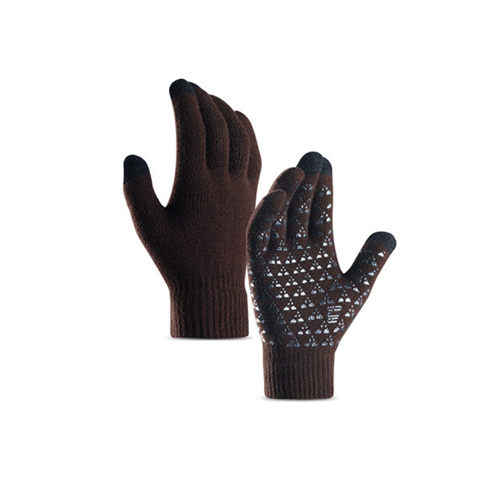 WIWU Winter Woman Gloves Upgraded Touch Screen Anti-Slip Silicone Gel Elastic Cuff Thermal-Brown-DZ32