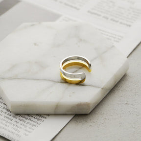 Simple Two Tone Ladies Finger Ring