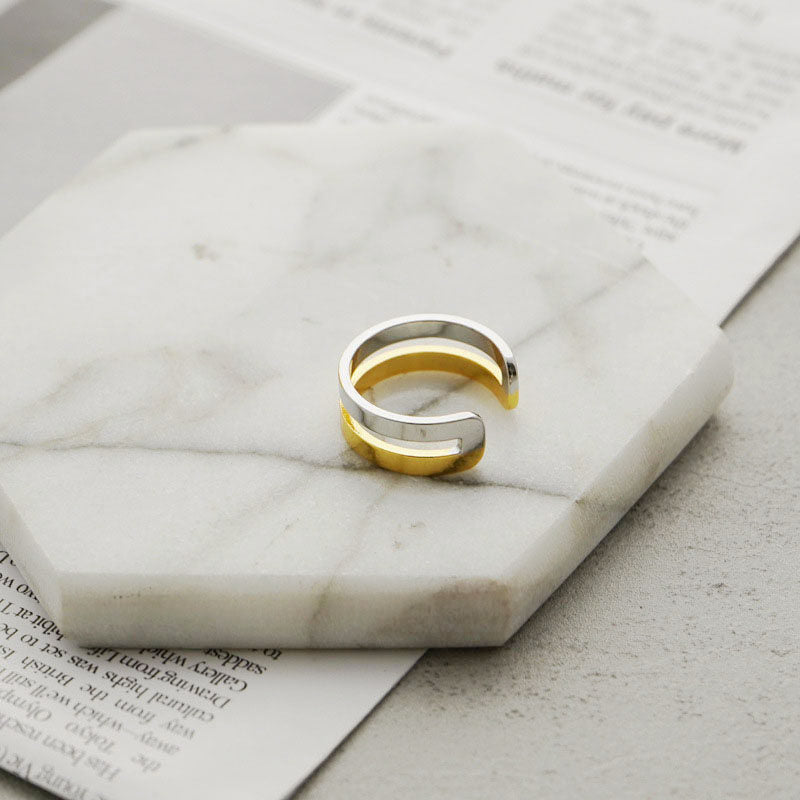 Simple Two Tone Ladies Finger Ring
