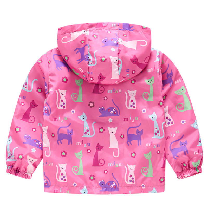 Toddler Boys Girls Cartoon Print Zip Jacket Hooded Trench Kids Casual Coats-29