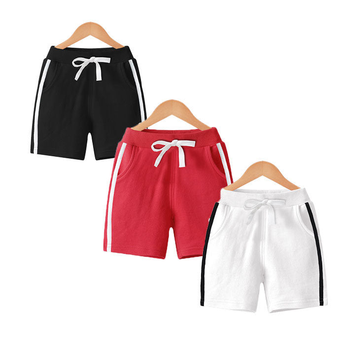 Kids 3 Pack 100% Cotton Sport Jogger Shorts Casual Elastic Pants-J