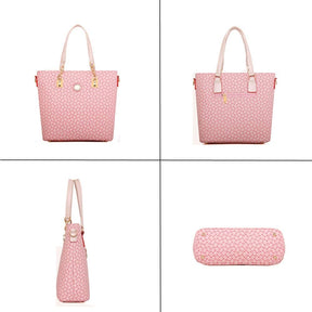 6 Pcs Women Handbag Set PU Leather Multi purpose Shoulder Bag-Pink