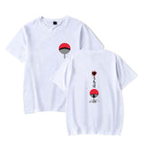 Mens Tops Japanese Anime Naruto Same Style Trend Short Sleeved T-shirt-E White