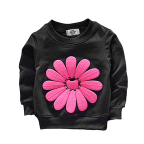 Baby Girls 2 Pcs Sunflower Clothes Set Long Sleeve Top And Pants Outfits-Black