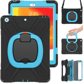 B-OnePiece iPad Case+Neck Strap Heavy Duty Rugged Anti-fall Protective Cover For iPad Mini 1/2/3/4/5/6-Black&Blue