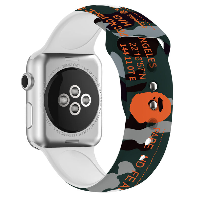 Street Fashion Printing Pattern Silicone Watchband for Apple Watch SE & Series 6/5/4/3/2/1-A7