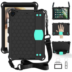 Hive iPad Case For iPad Pro/Air 10.5/iPad 10.2 Durable Stand Cover With Shoulder Strap-BlackAqua