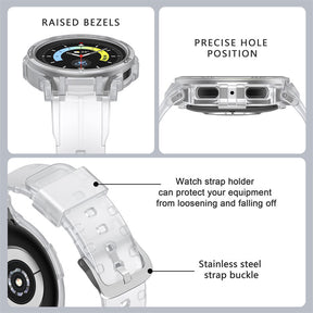 TPU Rugged Watchbands with Protective Case for Samsung Galaxy Watch 5 Pro 45mm Watch 4-Clear