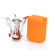 Portable Camping Stoves with Piezo Ignition Stable Support for Outdoor Cooking-Orange