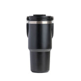 Portable Car Tumbler Cup with Lid and Straw Vacuum Insulated Water Bottle-Black