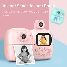 Kids HD Digital Camera Printable with Rotating Lens for 3-12 Years-Pink
