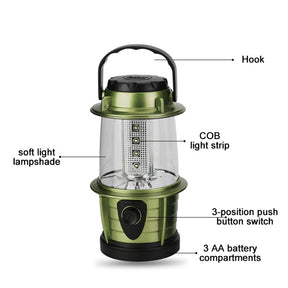 Battery Operated LED Camping Lantern Dimmable Portable Tent Light for Outdoor-Green