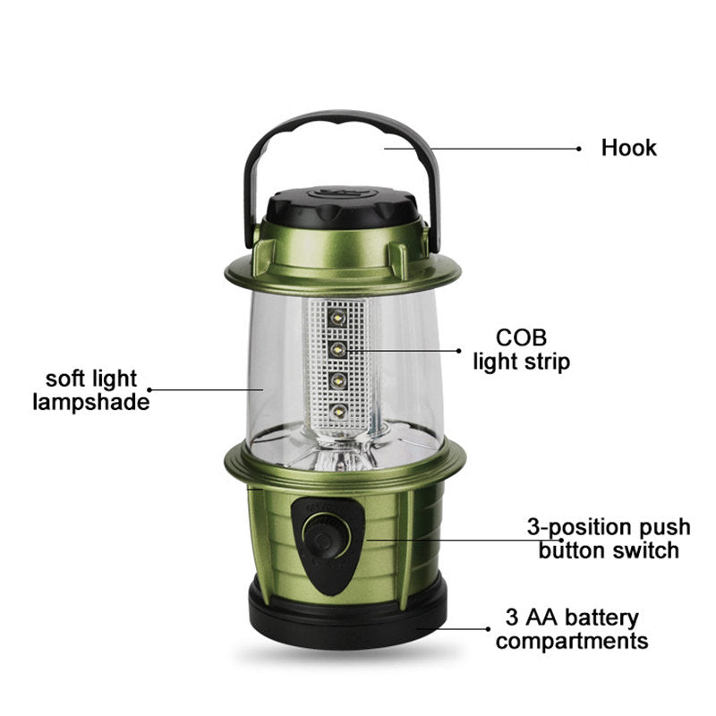 Battery Operated LED Camping Lantern Dimmable Portable Tent Light for Outdoor-Green