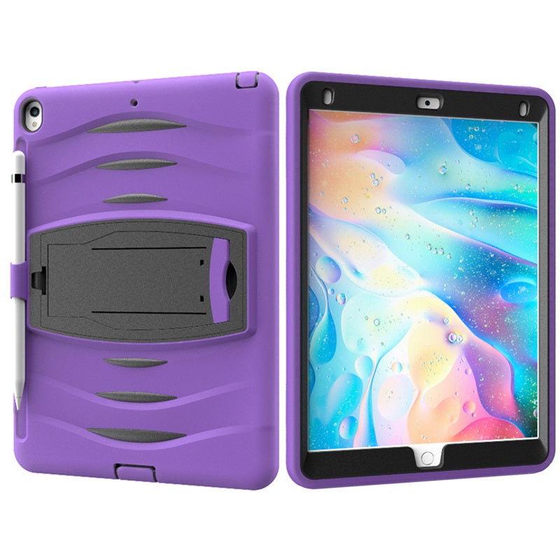 Shock Wave Kickstand Case Anti-Fall Protection With Pencil Holder For 10.5inch iPad Air3/iPad Pro10.5-Purple