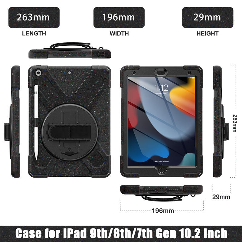 Full Body Protective Case with 360¡ã Rotate Hand Strap/Stand for iPad 10.2 inch