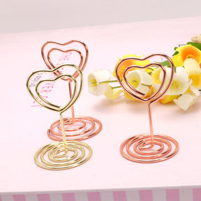20 Pieces Mini Place Card Holders Table Number Stand Table Card Holder Wire Table Picture Photo Holder-Silver-heart Shaped