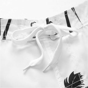 Boys Swim Trunks Camouflage Quick Dry Beach Shorts with Mesh Lining-White