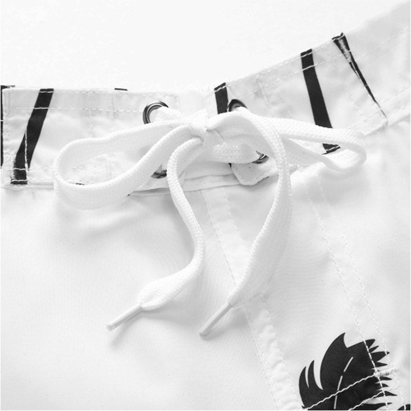 Boys Swim Trunks Camouflage Quick Dry Beach Shorts with Mesh Lining-White