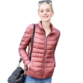 Lookbook Womens Lightweight Puffer Jacket Winter Stand Collar Short Coat-Eraser Pink
