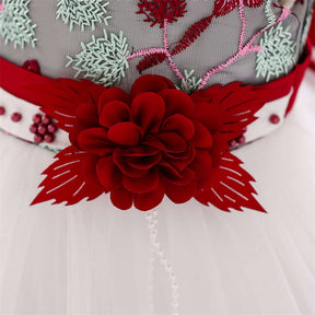 Toddler Pageant Flower Girl Lace Dress Little Girls Party Wedding Formal Dresses-Maroon