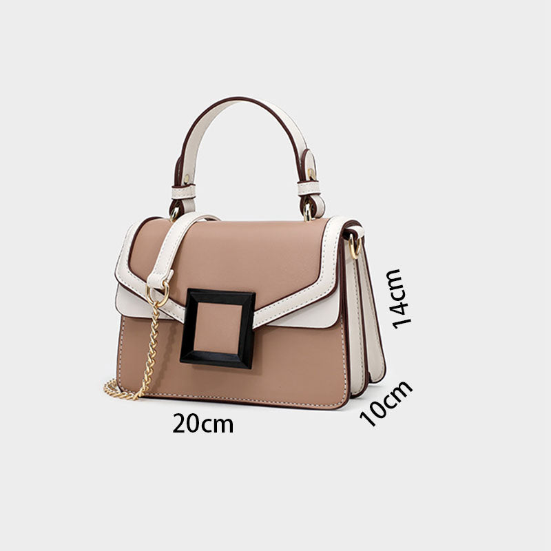 Crossbody Bags for Women Leather Chain Cute Color-Block Handbags-Apricot