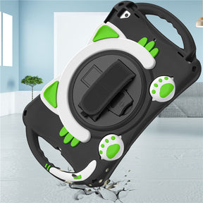 CatA iPad Silicone Case For iPad 10.2 Air10.5 Pro10.5 Built-in Handle Stand With a Strap-Black Green
