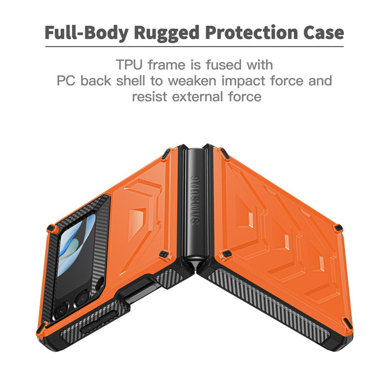 6.7inch Armored Full-Body Rugged Protection Case for Samsung Galaxy Z Flip 4-Orange