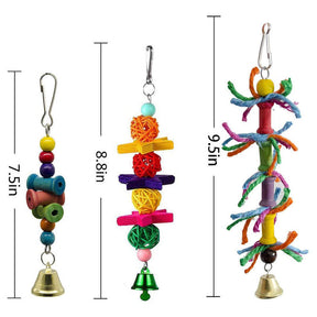 8Pcs Bird Swing Chewing Toy Colorful Hammock Hanging Bell for Parakeets