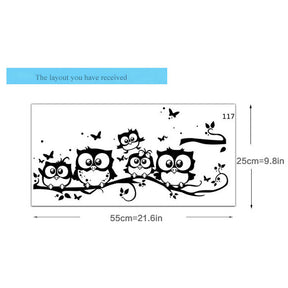 Owls On The Tree Branches Wall Decal Removable Cartoon Art Wall Stickers for Children Rooms