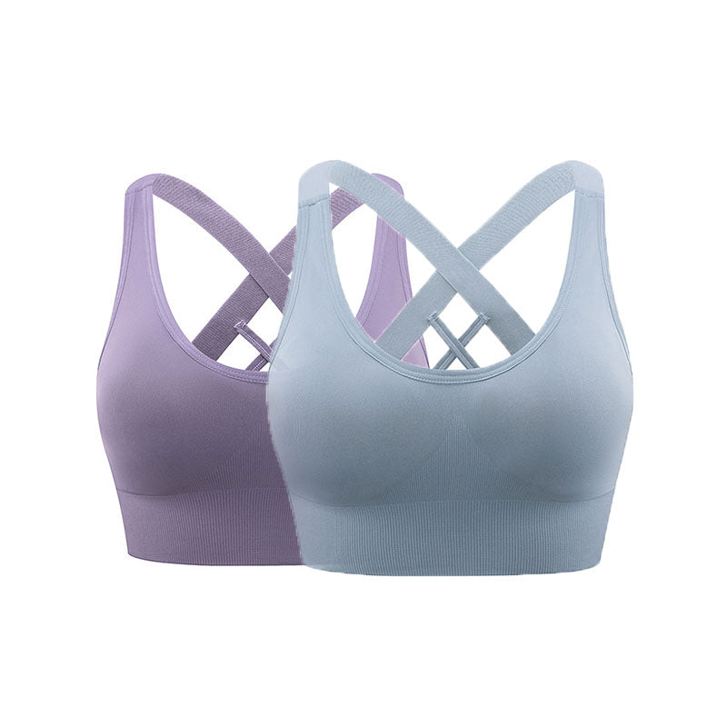 2 Pcs High Impact Sports Bra Medium Support Quick Dry Athletic Vest-Set3