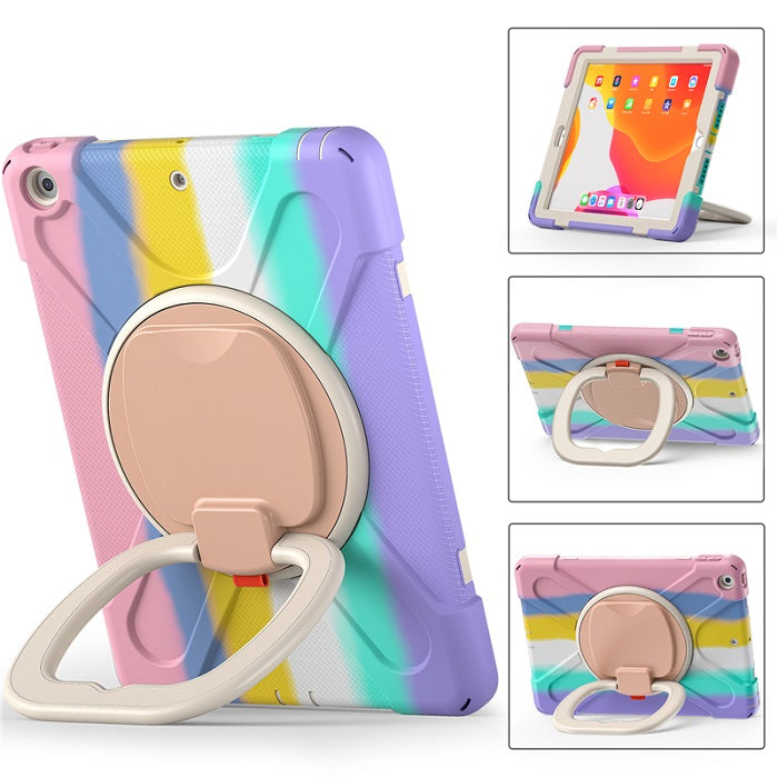 B-OnePiece iPad Case+Neck Strap For iPad Pro 12.9 2018/2020-Colorful&Pink