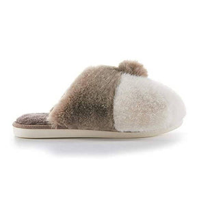 Unisex Warm Animal Slippers Corgi Plush Slip On House Shoes-Gray