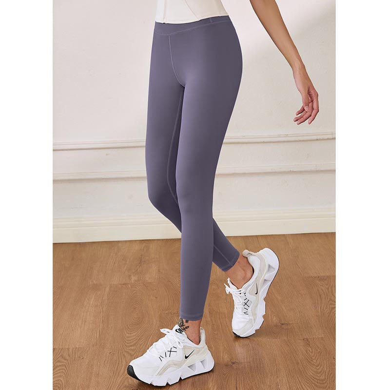 Womens Fleece Yoga Pant High Waisted Tummy Control Athletic Leggings-Purple
